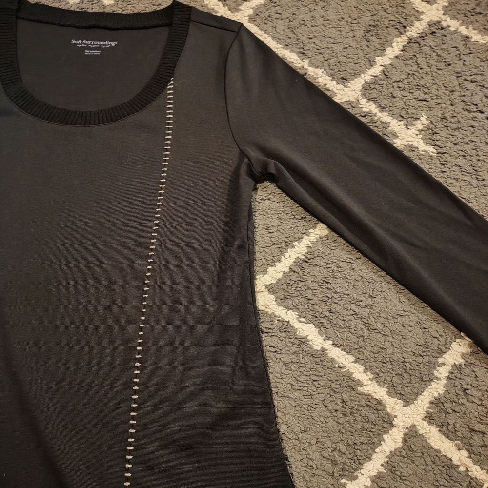 Soft Surroundings Black Maxi Dress Size MT Long Sleeve - Picture 3 of 7